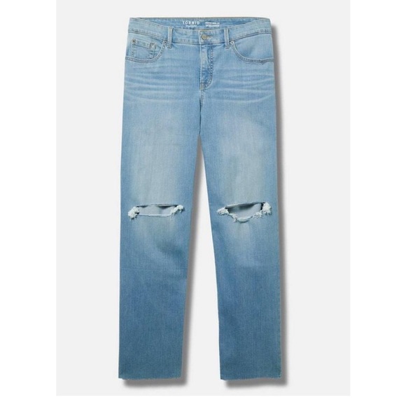 Torrid Perfect Wide Leg  Stretch Mid Rise Light Wash Jeans Women Size 24 - Picture 5 of 7